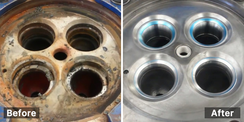 ironmongery cleaning with skymen ultrasonic cleaner before and after