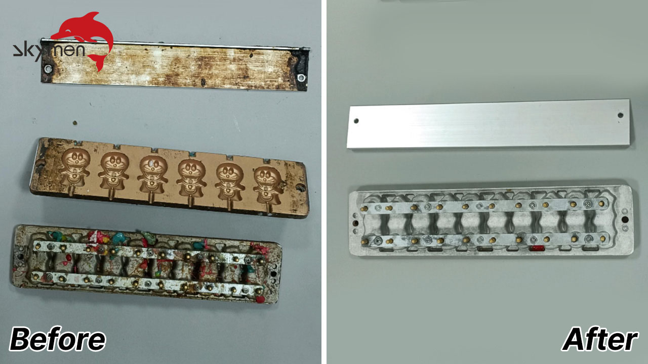 Cleaning cookie molds with skymen ultrasonic cleaning equipment