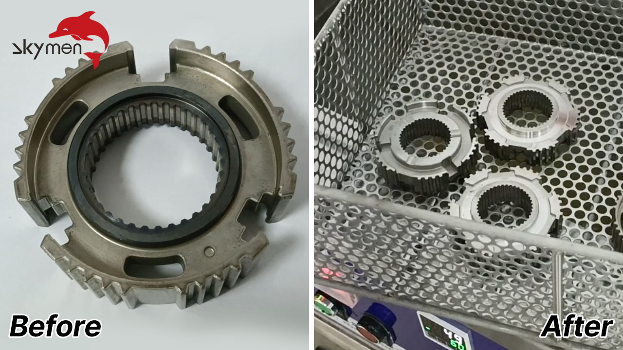 Gear degreasing & dirt removal with skymen ultrasonic cleaning equipment