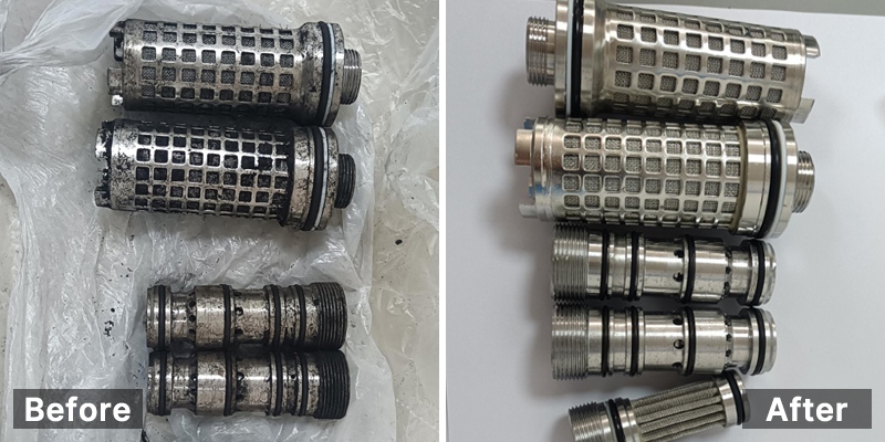 plastic mold cleaning with skymen ultrasonic cleaner before and after