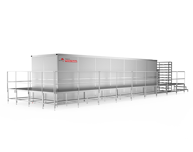 Industrial large-tank ultrasonic cleaner with operator access ladder